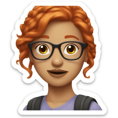 girl with redhead hair and glasses, rae's the book sticker