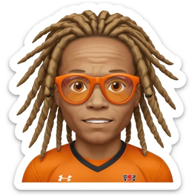 Edgar Davids with signature dreadlocks and orange sports glasses, expressive and playful face sticker