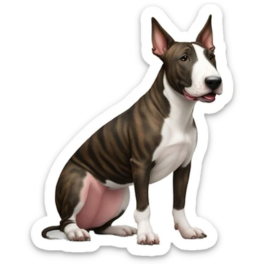 brindle english bull terrier sitting down sticker