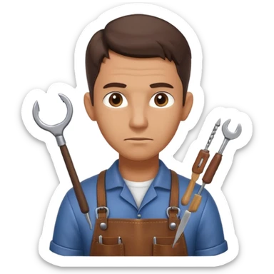 professional locksmith portrait, head and shoulders only, serious focused expression, leather apron collar, small lockpick tools visible, 3D cartoon, mobile game icon style, clean background, no text, no watermark
 sticker
