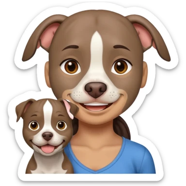 Completely Grey pitbull with one Long and Full darkBrown haired pretty Girl  sticker