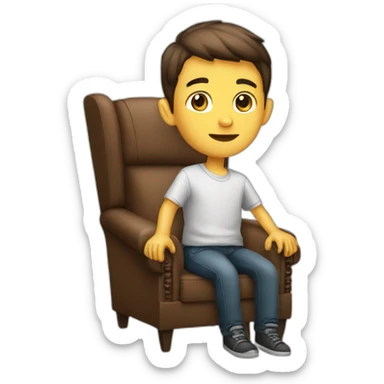 A boy with chair back wing sticker