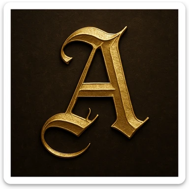 Letter A in gold gothic sticker
