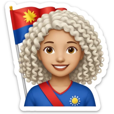 white curly hair brown girl pinoy flag sticker