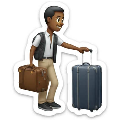 A men putting himself in a baggage  sticker
