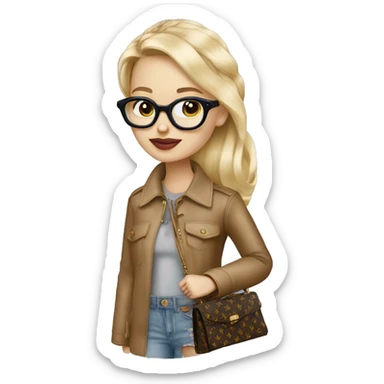 blonde girl in glasses miu miu with goyard bag sticker