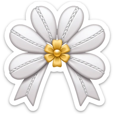 white sakura flower with a bow and woven texture petals sticker