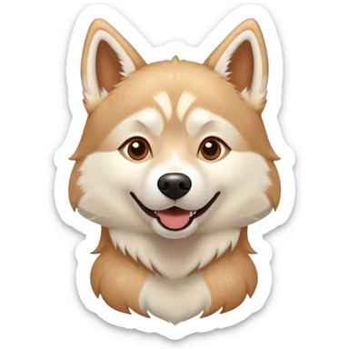 happy light cinnamon colored husky dog, pale tan sticker