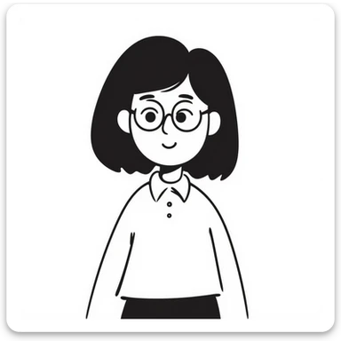 young Vietnamese girl with shoulder-length black hair and glasses sticker