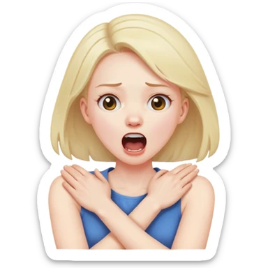 arms crossed holding neck screaming girl sticker