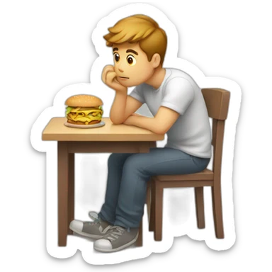 Guy thinking about food sticker