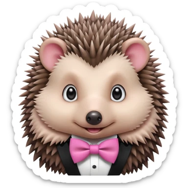 Hegehog with pink bowtie and make cute sticker
