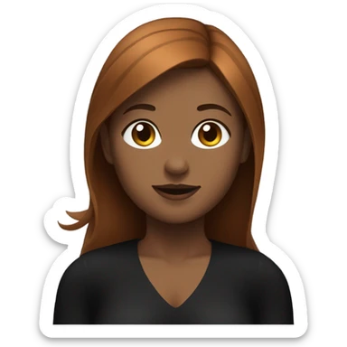 full body girl with chestnut hair sitting in black costume on the floor sticker