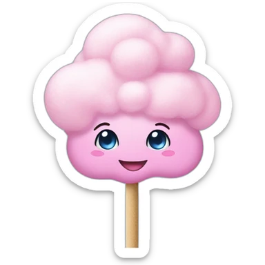 cotton candy on a stick blue and pink sticker