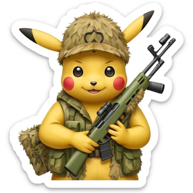Pikachu met sniper sticker