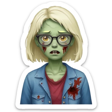   zombie girl with glasses sticker