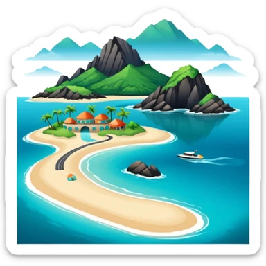 attractive island  with a beach and infrastructure  sticker