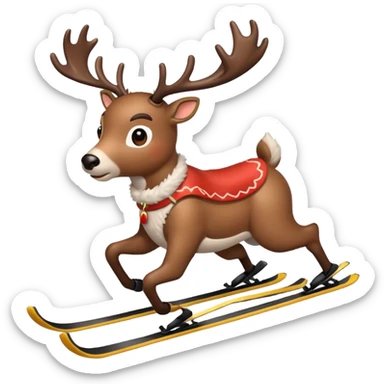 
reindeer skiing sticker