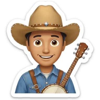 banjo-playing cowboy sticker