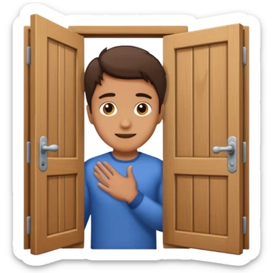 Man opening door sticker