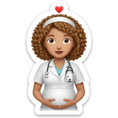 pregnant curly nurse sticker