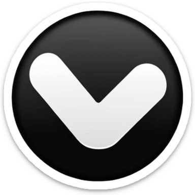 a small round black circle with a white tick inside it sticker