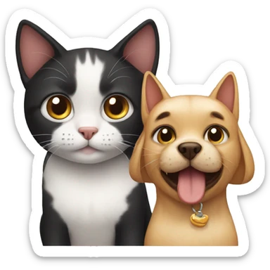 Cat between dog  sticker
