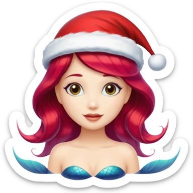 mermaid with christmass hat sticker
