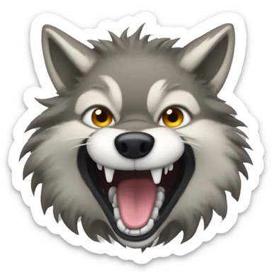 Fluffy coywolf growling sticker