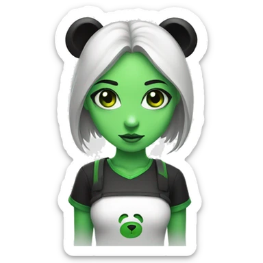 Green-eyed panda girl with vrs logo sticker