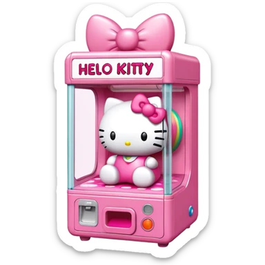 Claw machine with hello kitty in it sticker