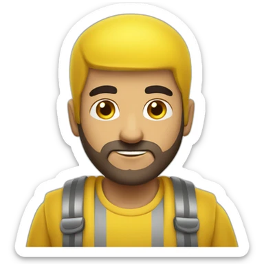 Armenian men with the yellow clothes reading book and looking at camera and smiling  sticker