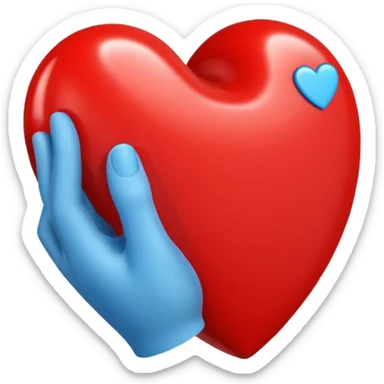 The letter I inside a hand-shaped heart. sticker