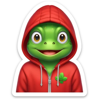 frog in a red hoodie sticker