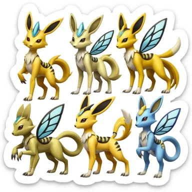 Meloetta-Zeraora-Renamon-Beedrill-Manectric-Cresselia-fusion sticker