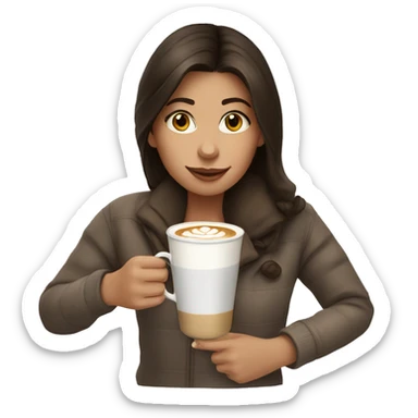 brunette girl sipping latte  sticker
