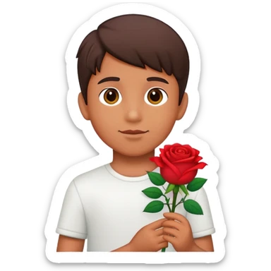 Boy that has a rose toy sticker