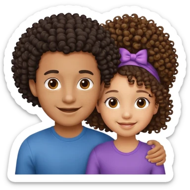grand frère noir et petite sœur métisse cheveux bouclés sticker