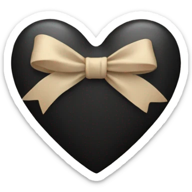 black heart with beige bow sticker