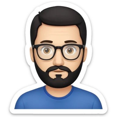 man with black beard and eyeglass sticker