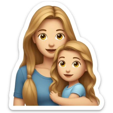 Girl with light brown long hair with baby sticker