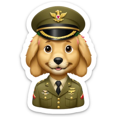 A golden retriever in the army sticker