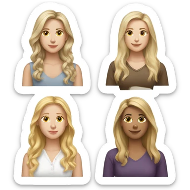 3 white  female friends 2 have blonde hair 1 has brown hair sticker