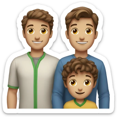 family of 4 brown hair 3 boys smile  sticker