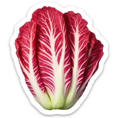 One red colored napa cabbage, red pepper powder on it sticker