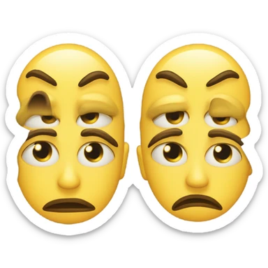 Eyes by one side only judging like this emoyi 👀 serious expression on jellow circle dot like and amoyi and pressed together lips serious  sticker