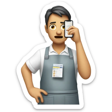 person facepalming wearing apron because ads are popping up on their phone sticker