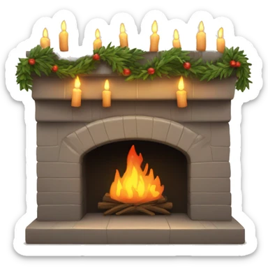 fireplace with garland and candles on top sticker