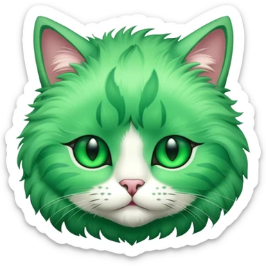 green cat face sticker