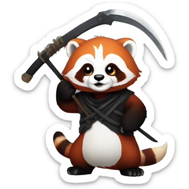 red panda as reaper with scythe sticker